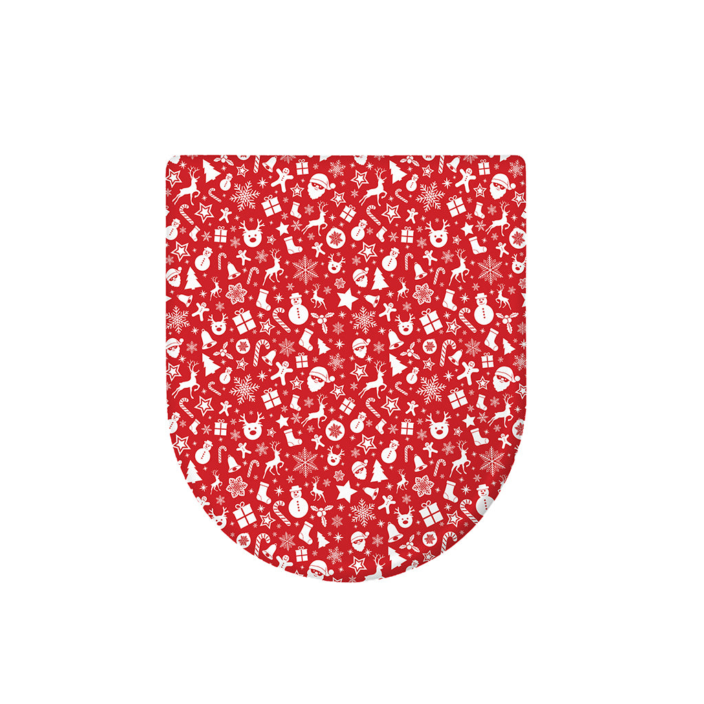 Merry Christmas Elements Pattern Print Toilet Lid Cover