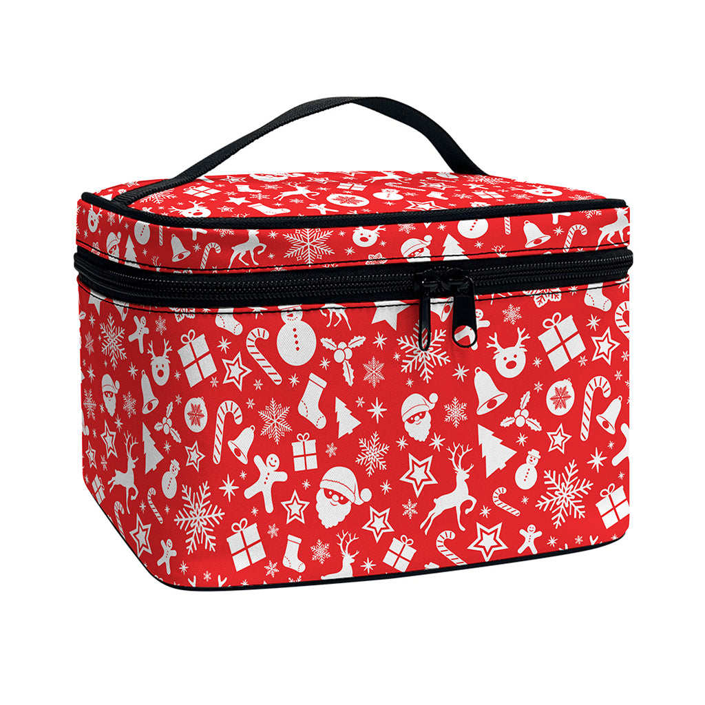 Merry Christmas Elements Pattern Print Travel Makeup Bag