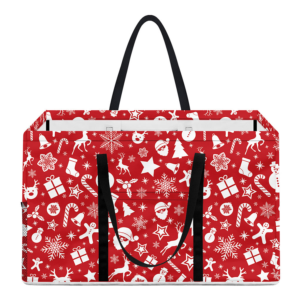 Merry Christmas Elements Pattern Print Utility Tote Bag