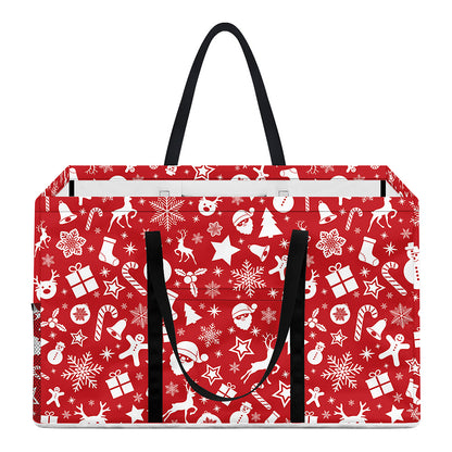 Merry Christmas Elements Pattern Print Utility Tote Bag