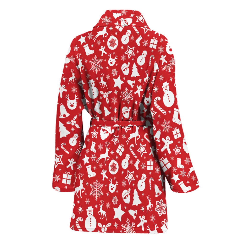 Merry Christmas Elements Pattern Print Women's Bathrobe