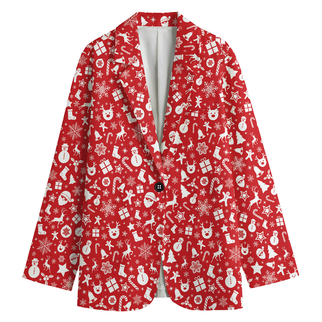 Merry Christmas Elements Pattern Print Women's Blazer