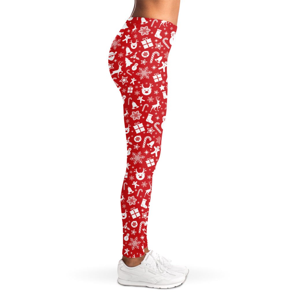 Merry Christmas Elements Pattern Print Women's Leggings