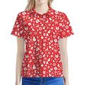Merry Christmas Elements Pattern Print Women's Polo Shirt