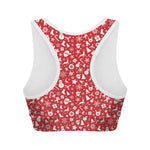 Merry Christmas Elements Pattern Print Women's Sports Bra