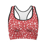 Merry Christmas Elements Pattern Print Women's Sports Bra
