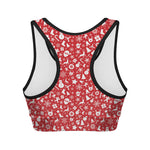 Merry Christmas Elements Pattern Print Women's Sports Bra