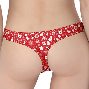 Merry Christmas Elements Pattern Print Women's Thong