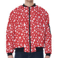 Merry Christmas Elements Pattern Print Zip Sleeve Bomber Jacket