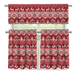 Merry Christmas Knitted Pattern Print 3 Piece Kitchen Curtains