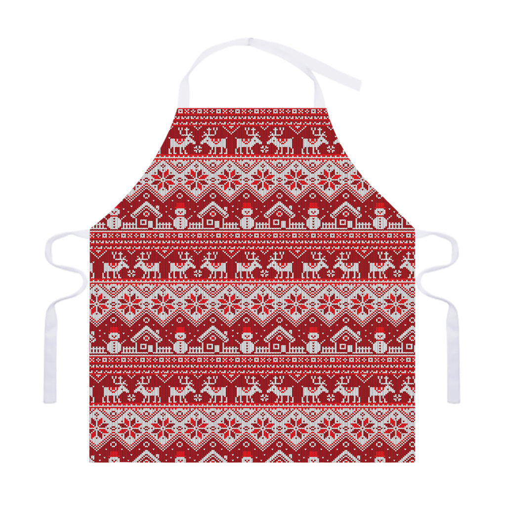 Merry Christmas Knitted Pattern Print Adjustable Apron