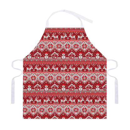Merry Christmas Knitted Pattern Print Adjustable Apron