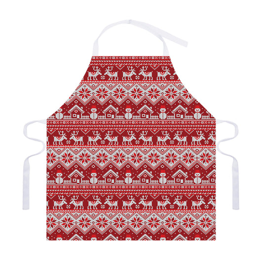 Merry Christmas Knitted Pattern Print Adjustable Apron