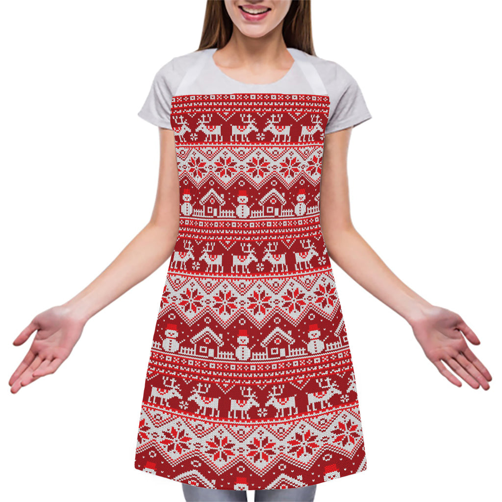 Merry Christmas Knitted Pattern Print Adjustable Apron