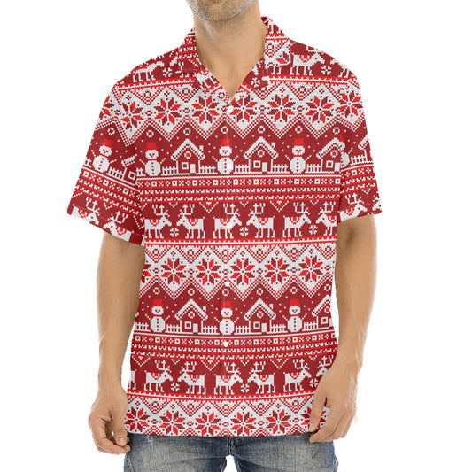 Merry Christmas Knitted Pattern Print Aloha Shirt