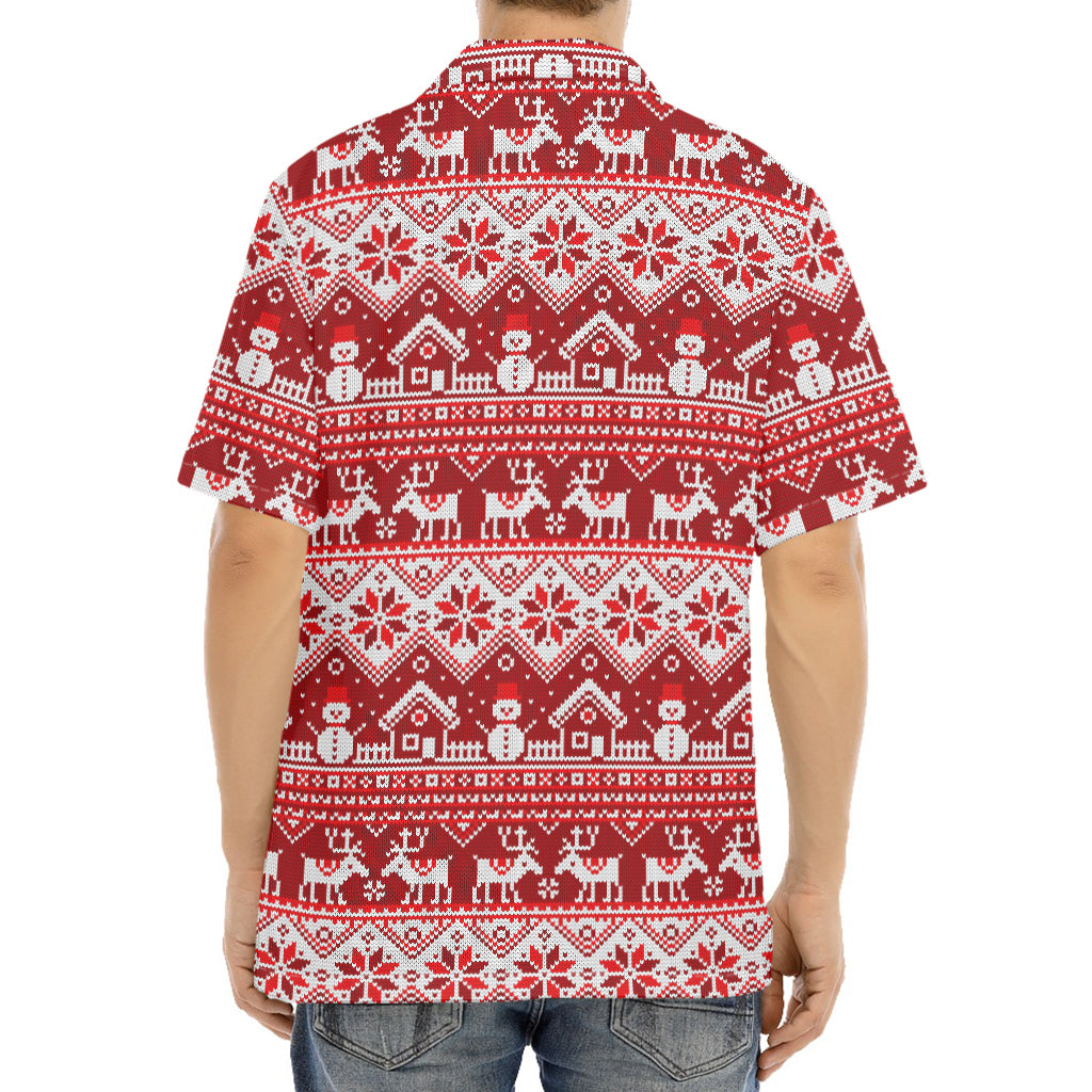 Merry Christmas Knitted Pattern Print Aloha Shirt