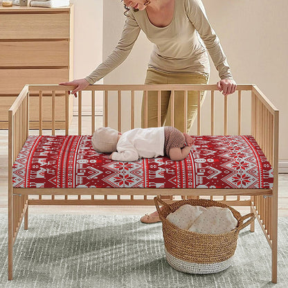 Merry Christmas Knitted Pattern Print Baby Crib Sheet