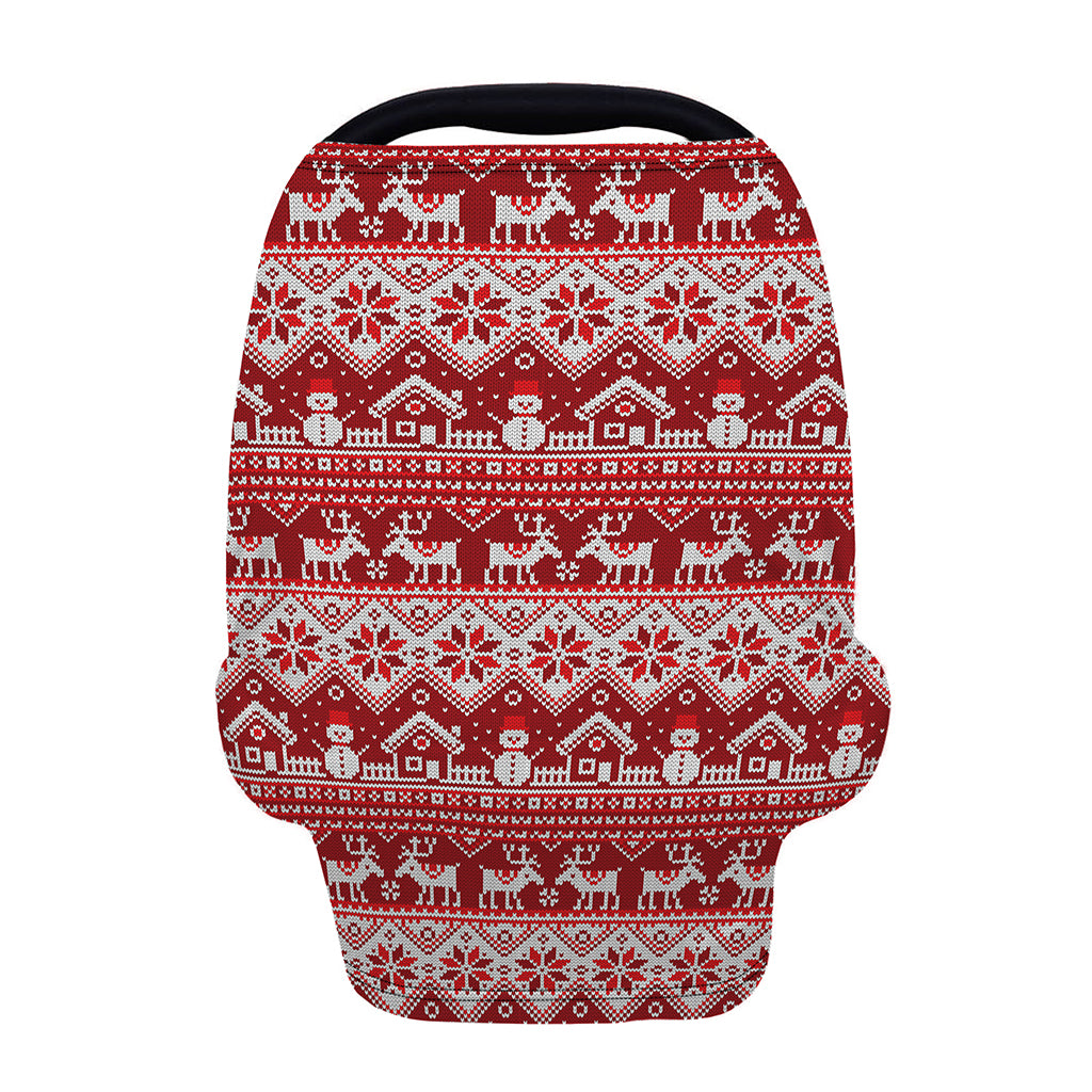 Merry Christmas Knitted Pattern Print Baby Seat Cover