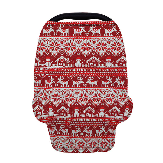 Merry Christmas Knitted Pattern Print Baby Seat Cover
