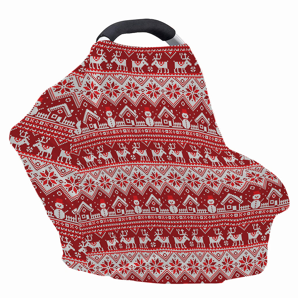 Merry Christmas Knitted Pattern Print Baby Seat Cover