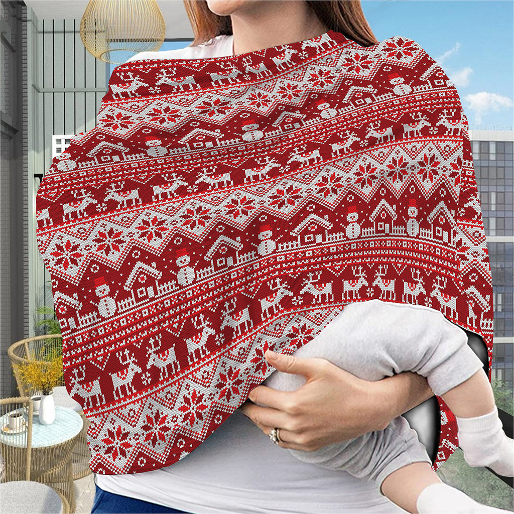 Merry Christmas Knitted Pattern Print Baby Seat Cover