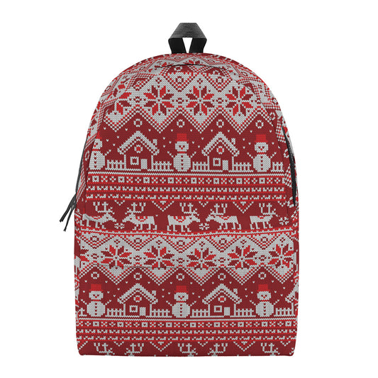 Merry Christmas Knitted Pattern Print Backpack