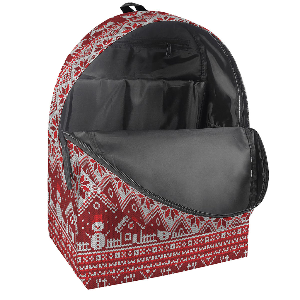 Merry Christmas Knitted Pattern Print Backpack