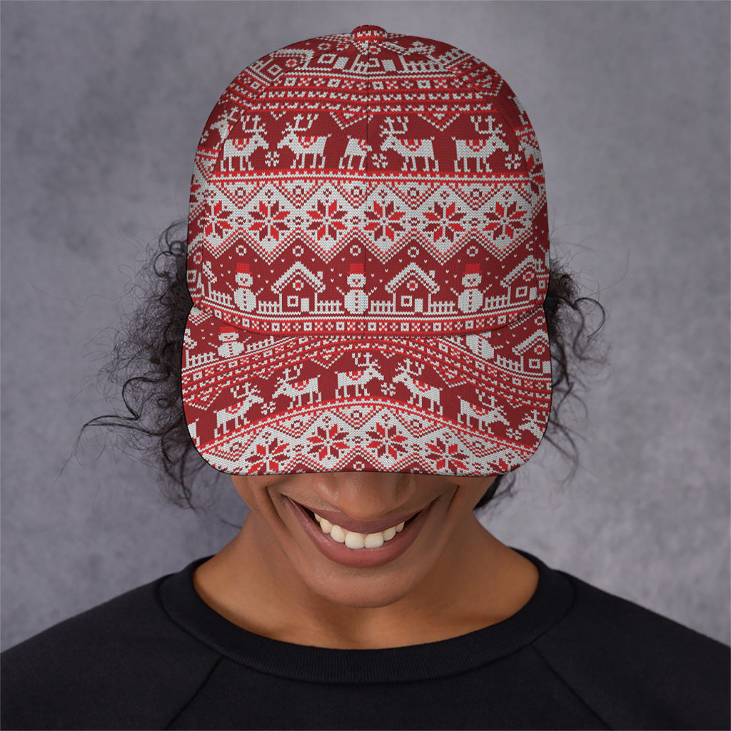 Merry Christmas Knitted Pattern Print Baseball Cap