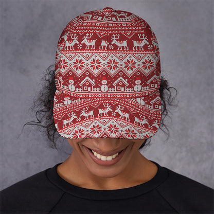 Merry Christmas Knitted Pattern Print Baseball Cap
