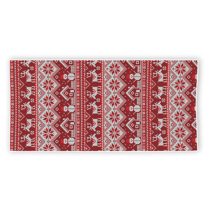 Merry Christmas Knitted Pattern Print Beach Towel