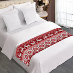 Merry Christmas Knitted Pattern Print Bed Runner