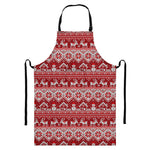 Merry Christmas Knitted Pattern Print Bib Apron With Pocket