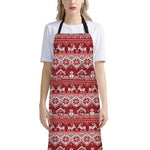 Merry Christmas Knitted Pattern Print Bib Apron With Pocket