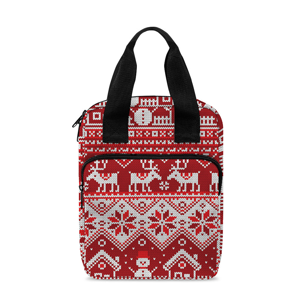 Merry Christmas Knitted Pattern Print Bible Tote Bag
