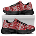 Merry Christmas Knitted Pattern Print Black Chunky Shoes
