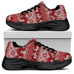 Merry Christmas Knitted Pattern Print Black Chunky Shoes