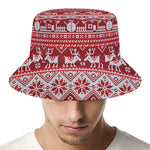 Merry Christmas Knitted Pattern Print Bucket Hat