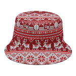 Merry Christmas Knitted Pattern Print Bucket Hat