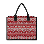 Merry Christmas Knitted Pattern Print Canvas Tote Bag