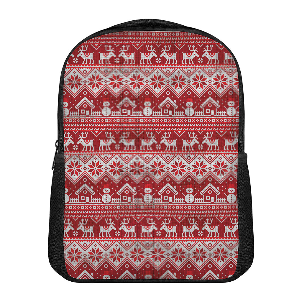 Merry Christmas Knitted Pattern Print Casual Backpack