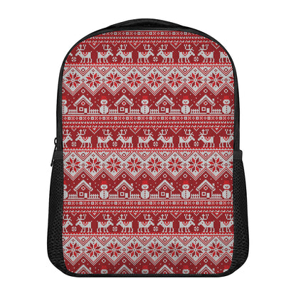 Merry Christmas Knitted Pattern Print Casual Backpack