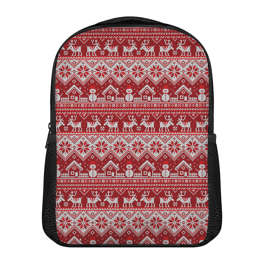 Merry Christmas Knitted Pattern Print Casual Backpack