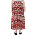 Merry Christmas Knitted Pattern Print Chiffon Maxi Skirt