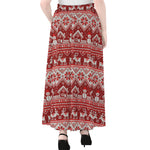 Merry Christmas Knitted Pattern Print Chiffon Maxi Skirt