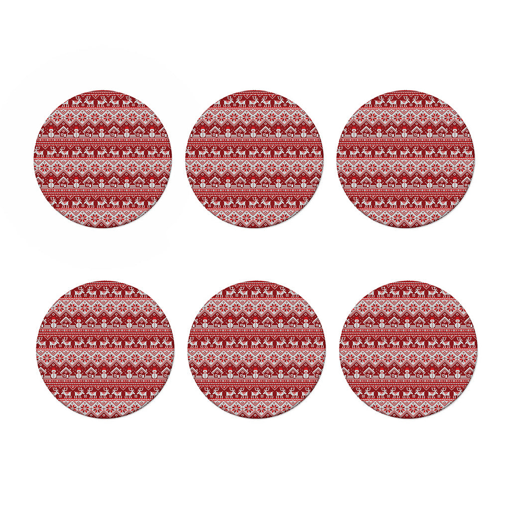 Merry Christmas Knitted Pattern Print Coaster Set
