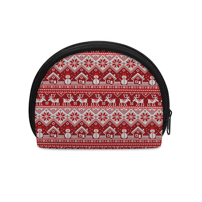 Merry Christmas Knitted Pattern Print Coin Purse