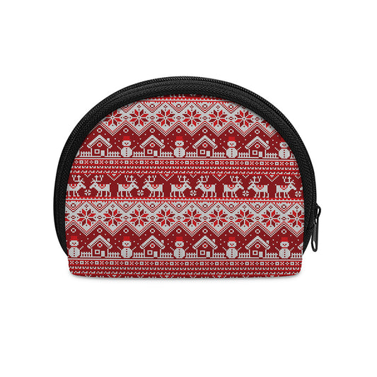 Merry Christmas Knitted Pattern Print Coin Purse