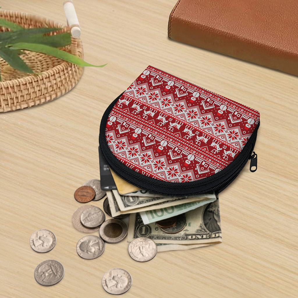 Merry Christmas Knitted Pattern Print Coin Purse