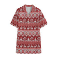 Merry Christmas Knitted Pattern Print Cotton Hawaiian Shirt