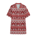 Merry Christmas Knitted Pattern Print Cotton Hawaiian Shirt
